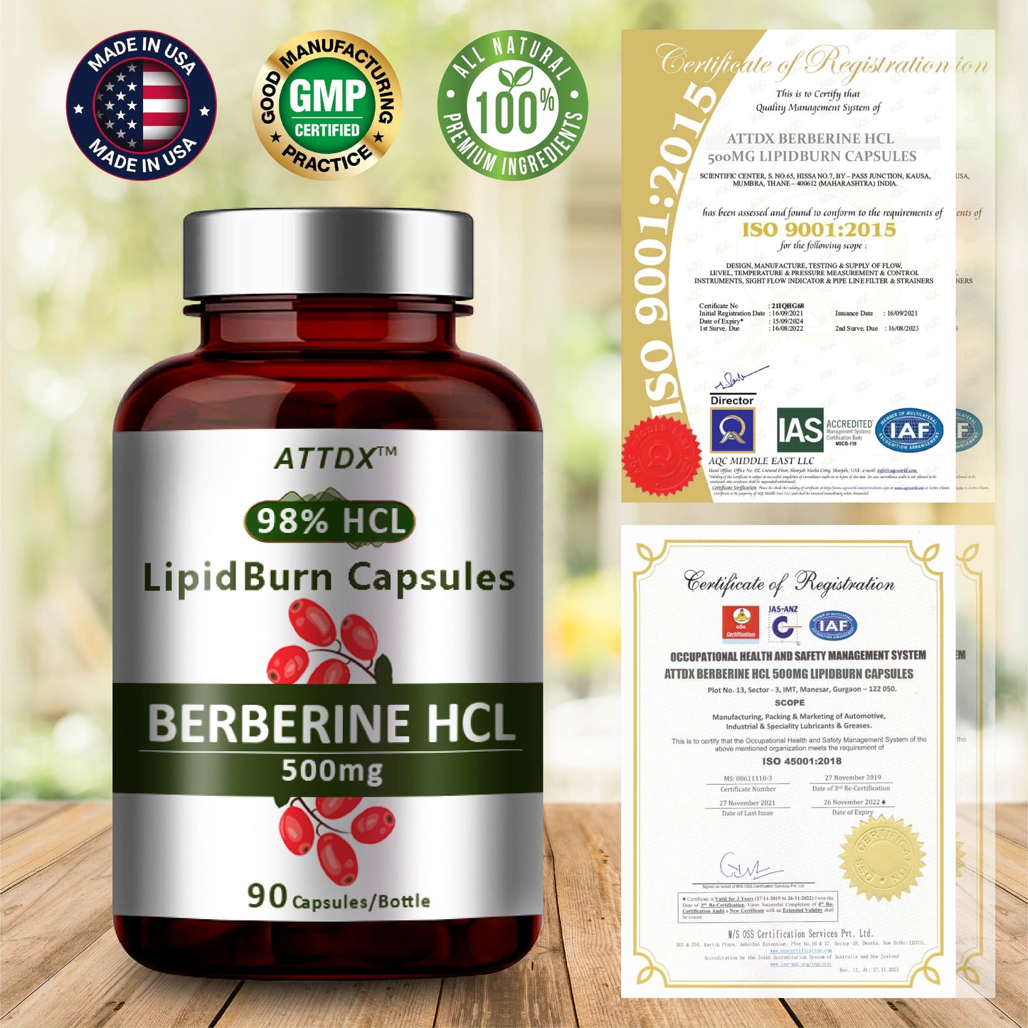 ATTDX™ Berberine HCL 500mg LipidBurn Capsules