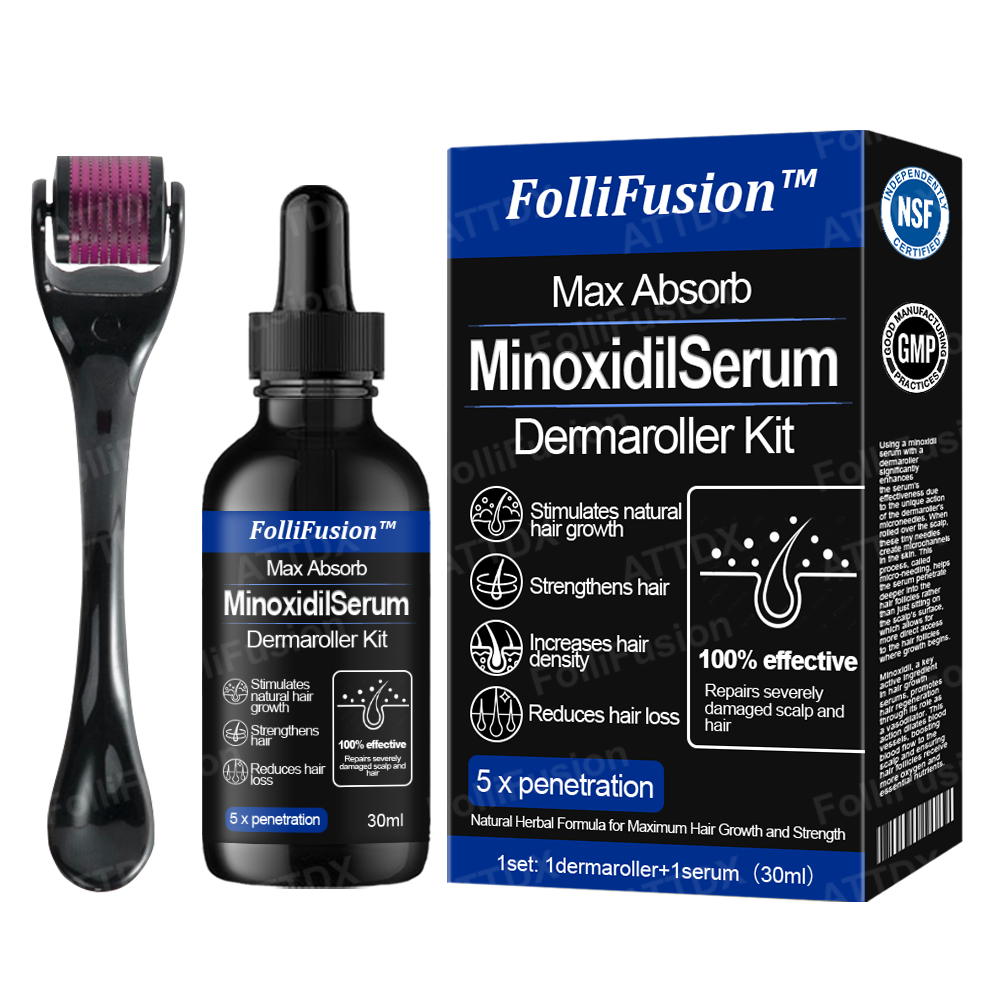 FolliFusion™ Max Absorb MinoxidilSerum Dermaroller Kit