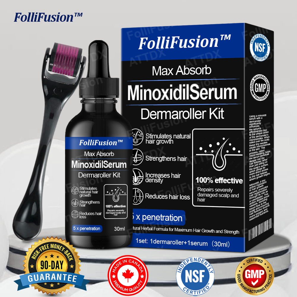 FolliFusion™ Max Absorb MinoxidilSerum Dermaroller Kit